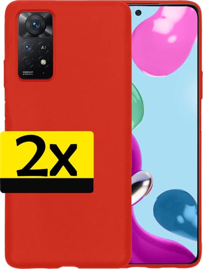 Hoesje - 2 Stuks - Geschikt voor Xiaomi Redmi Note 11 - Sterk & Shockproof - Case Siliconen - Back Cover - Telefoon Hoes - Telefoonhoesjes - Rood