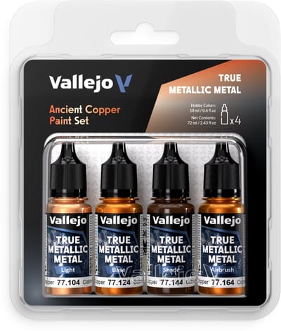 Vallejo Hobbyverf Acrylverf - 77253 True Metallic Metal - Oud Koper Kleurenset - Acryl Set - 4x Verf set - 4x 18 ml