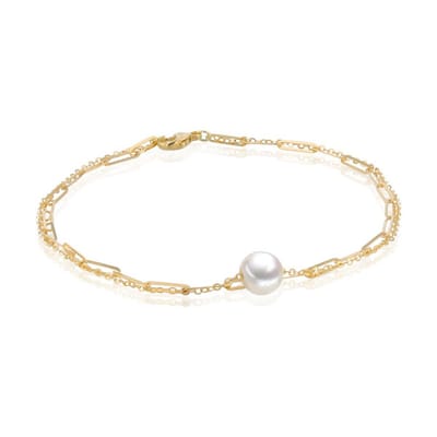 Luna-Pearls - 104.0652 - Armband - Dames - 18K Geelgoud - Zoetwater gekweekte parel 6-6,5 mm - 18 cm