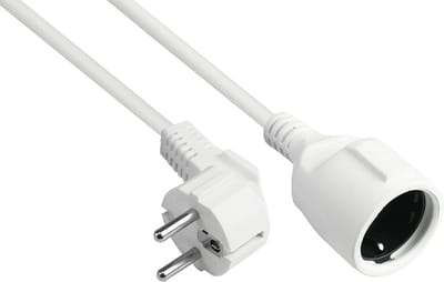 Verlengkabel 3 m - geaard stekker type E+F naar type F - koperen geleider 1,50 mm² - wit