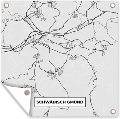 Tuin poster Kaart - Schwäbisch Gmünd - Duitsland - Plattegrond - Stadskaart - 200x200 cm - Tuindoek