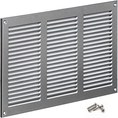 Ventilatie Rooster - Afvoerrooster Metaal - Luchtcirculatie Binnen - Met Insectenhor - 30 x 20 cm - Metaal