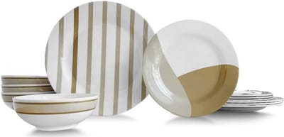 12-delige Melamine Servies Set - Service voor 4 Personen, BPA-vrij en Vaatwasmachinebestendig