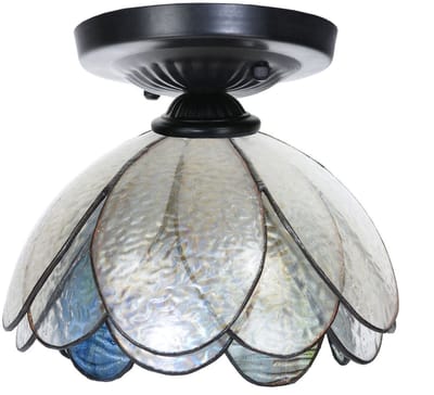 Tiffany plafonnière zwart met Sparkling Pioenroos - Art Deco Trade