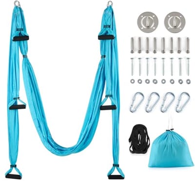 Aerial Yoga Hangmat Set met Plafond Bevestigingskit en Verlengbanden voor Thuis Gym