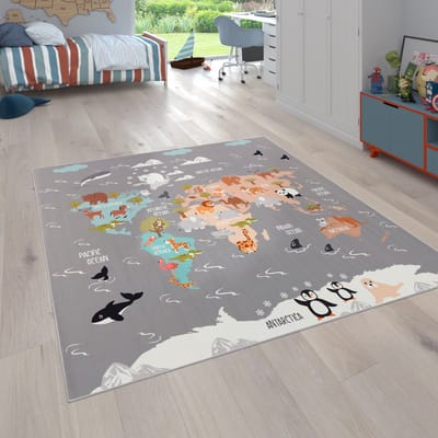 Paco Home Kindertapijt Laagpolige Vloerkleden Voor Kinderkamer Speelkleed Meerkleurig 200 cm Quadrat