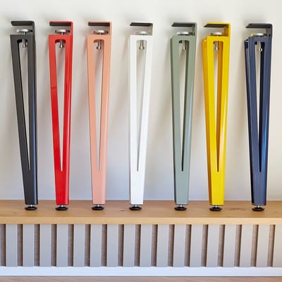 SOTECH F-vormige tafelpoothoogte 464 mm conisch matzwart Verstelbaar van 70 tot 40 mm met klemschroeven (geen boren) voor salontafel, salontafel, bank