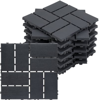 Kunststof vlondertegels antraciet – 30x30 cm, 33 stuks (3 m²), eenvoudig kliksysteem