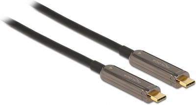 DeLOCK actieve optical fiber USB-C naar USB-C video kabel - 4K 60Hz HDR / zwart - 10 meter
