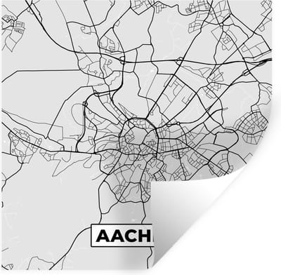 Muurstickers - Sticker Folie - Duitsland - Plattegrond - Kaart - Aachen - Stadskaart - 100x100 cm - Plakfolie - Muurstickers Kinderkamer - Zelfklevend Behang XXL - Zelfklevend behangpapier - Stickerfolie