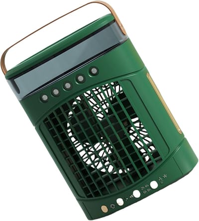 Bladloze ventilator met nevelreservoir, draagbare airco met verstelbare snelheid en 7-kleurig nachtlampje geschikt voor de slaapkamer