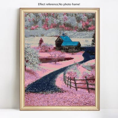 Diamant Borduurwerk Klein Weg Landschap Diamant Schilderen DIY Volledige Ronde Kruissteek 20X30CM gray
