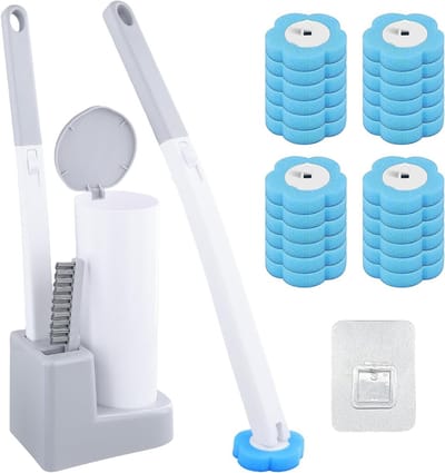 Wandreinigingssysteem voor Badkamer met Lang Handvat en 24 Wegwerp Sponsen, Ideaal voor Toilet en Muurreiniging