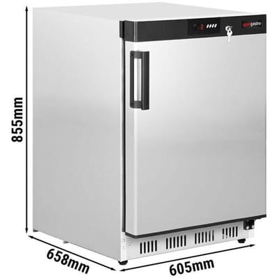 GGM Gastro Mini Lagerkühlschrank Edelstahl PREMIUM - 200 Liter - mit 1 Tür - Innenseite der Tür aus Kunststoff