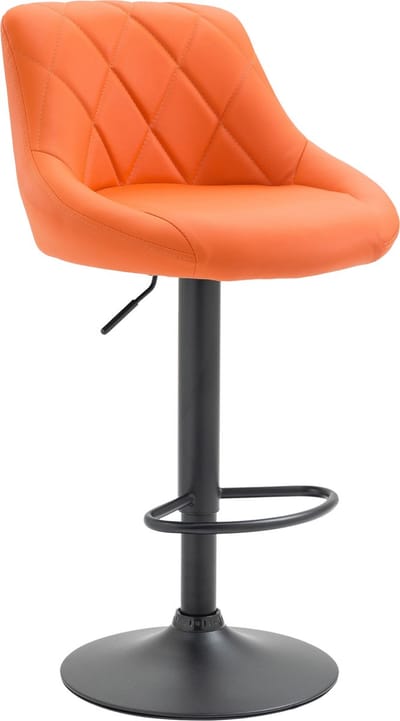 CLP Lazio Barkruk - Met rugleuning - Verstelbaar - Voetsteun - Kunstleer - zwart/oranje