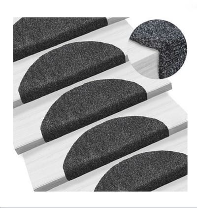NAVOBIZ Zelfklevende trapmatten - Trapbekleding - Traptredematten - Set van 15 stuks - Antislip oppervlak - 65 x 21 cm - Zwart
