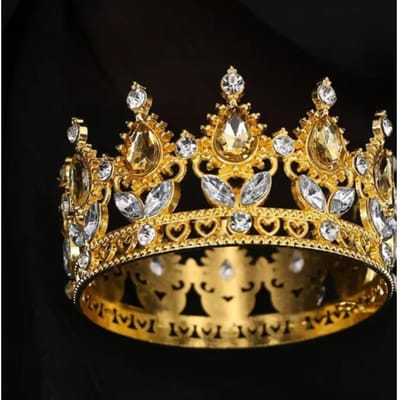 Style Européen Baroque Couronne Ronde Alliage Couvre-chef Couronne d'Anniversaire Couvre-chef Cérémonie de Passage à l'Âge Reine brown