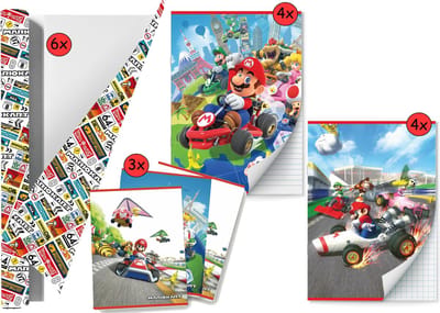 Mario Kart - Back to School Schoolpakket - Kaftpapier Voor Schoolboeken En Schriften