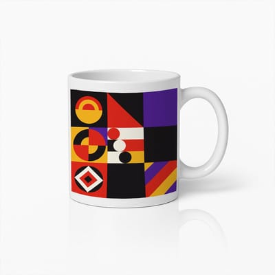 Moderne Abstracte Kunst Mok 330ml – Kleurrijke Geometrische Patroon Koffiemok, Uniek Ontwerp Cadeau voor Kunstliefhebbers