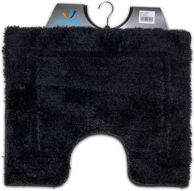 Wicotex - Toiletmat uni Zwart - Antislip onderkant - WC mat met uitsparing - Afmeting 50x60cm