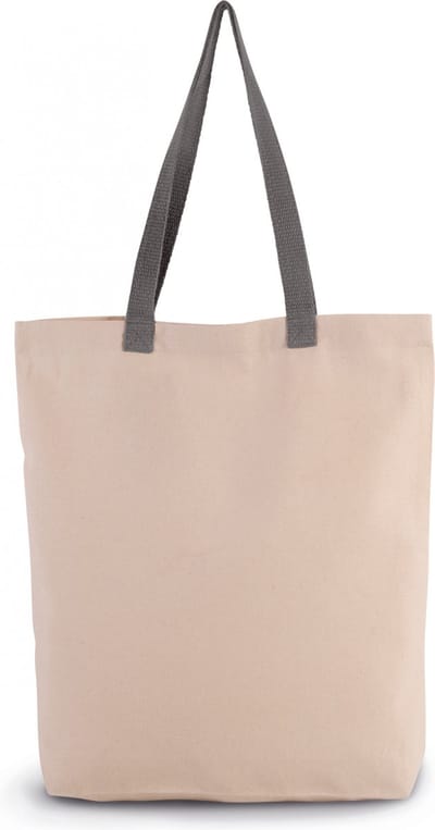 Kimood Shopper met plooi en contrasterend hengsel KI0278 - Natural / Steel Grey - One size