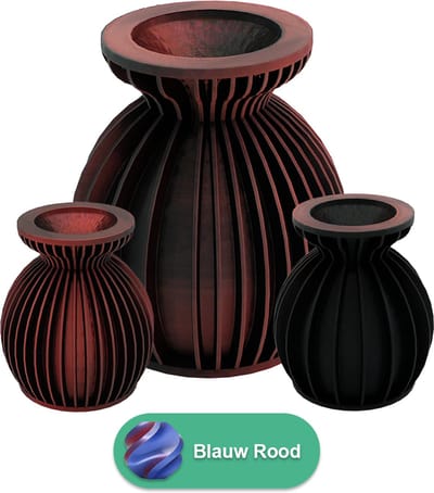 Elin moderne vaas – Decoratieve vaas - Blauw / Rood - 3d geprinte vaas – geschikt voor droogbloemen - 20CM