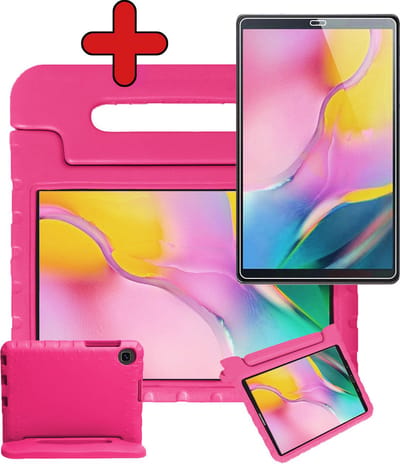 Hoesje - Geschikt voor Samsung Galaxy Tab A 10.1 (2019) - Met Screenprotector - Kinderhoes - Shockproof Bumper - Kidsproof Case - Tablethoes - Kinder Hoes Cover - Roze