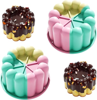 2 Stuks Siliconen Hartvormige Taartvorm - 12,7 cm Bakvorm voor Taarten, Muffins en Puddingen