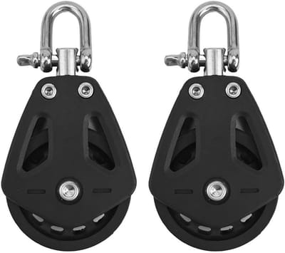 2 Heavy-Duty Nylon Katrol Blokken Enkele Katrol, Draaibare Zeilboot Marine Accessoires, 460 kg Draagvermogen, 10 mm Touw