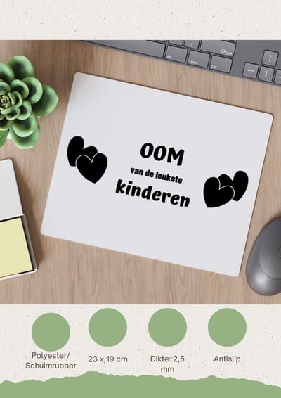 Akyol - oom van de leukste kinderen Muismat - Oom - de leukste oom - verjaardag - cadeau voor oom - kado - geschenk - 23 bij 19 cm