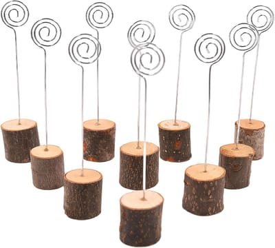 10x Rustieke Houten Kaarthouders met Klem voor Foto, Naamkaart of Menukaart | Decoratie voor Feest en Bruiloft