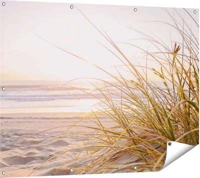 Gards Tuinposter Strand en Duinen tijdens Zonsondergang - 120x90 cm - Tuindoek - Tuindecoratie - Wanddecoratie buiten - Tuinschilderij
