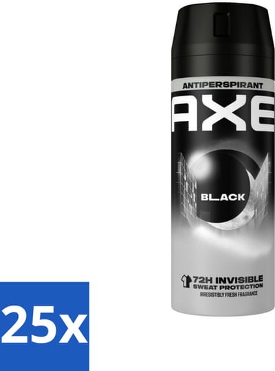 25 x Axe - Deodorant Spray - 72hrs Anti Sweat - Black - 150 ml - Anti Transpirant Spray - Zweet Bescherming - 72 Uur Bescherming - Citroen Geur - Munt Geur