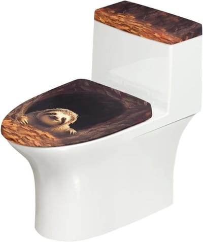 Toiletdeksel Decoratie - Toiletstoelhoes Set - Badkamer Opfrissen - Hoge Rekbaarheid - Universele Pasvorm - Luiaard Print
