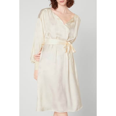 American Vintage 7/8 Sleeves V Collar Long Dress Nacre Size: XS/S | Midi Dresses Outlet | Dames | Beige
