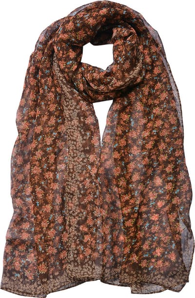 Juleeze Sjaal Dames Print 50x160 cm Bruin Rood Synthetisch Bloemen