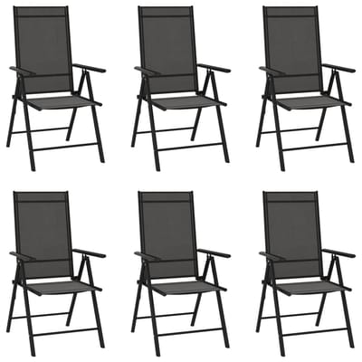 vidaXL - Tuinstoelen - 6 - st - inklapbaar - textileen - zwart