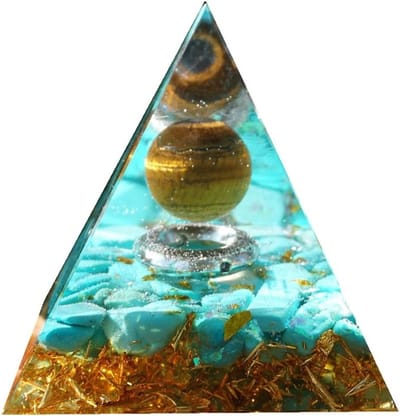 Orgoniet Kristallen Piramide - Energie Generator - Meditatie Tool - Handgemaakt met Natuurlijke Stenen - 60 mm - Gekleurd
