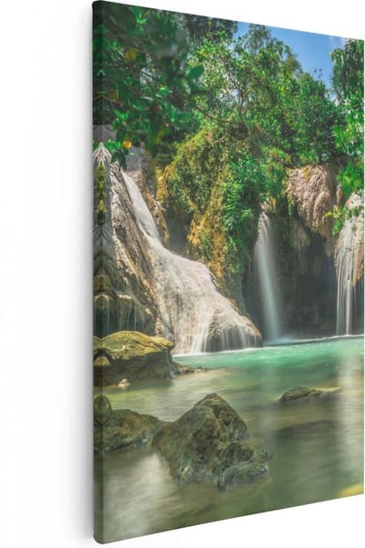 Artaza Canvas Schilderij Bos - 20x30 cm - Klein - Wanddecoratie Waterval - Muurdecoratie Landschap - Kamer Accessoires Natuur