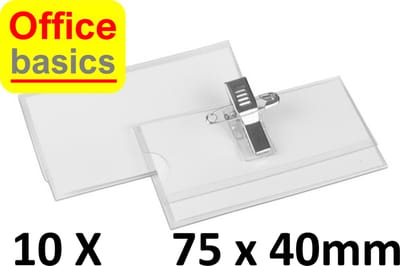 10 x Badge 75x40mm - combiclip