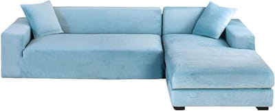 Bankhoezen set - Hoesbank bescherming - Meubels beschermen - Antislip L-vorm - 3+2 zitplaatsen - Lichtblauw