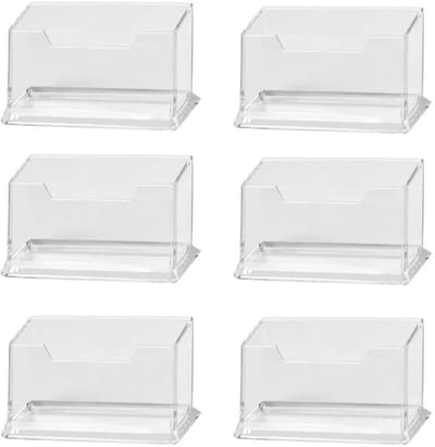Dailygoods- Visitekaartjeshouder Duidelijk - Acryl - Desktop - Set van 6 - 10,3 x 4,4 cm - Transparant - Kaarthouder