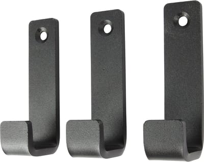 Marcellis - 3x Industriële ophang haak - jas haak - mat zwart - metaal - 8cm - ook voor aan plank