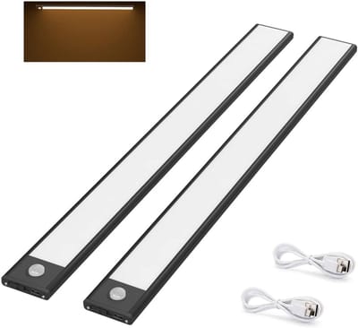 carmdering - LED Kastverlichting - LED Kastverlichting met bewegingssensor, 4 x 40.5 cm, USB-C Oplaadbaar, Dimbaar, Magnetisch, 3 Kleurtemperaturen, Draadloos, zwart