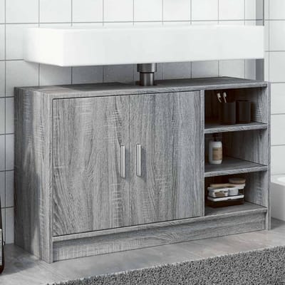 vidaXL - Wastafelkast - 90x29x55 - cm - bewerkt - hout - grijs - sonoma - eikenkleurig