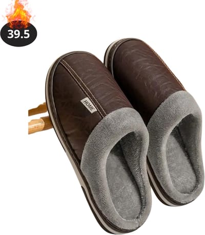 Nivard Warme Pantoffels - Sloffen - Slippers - Dames - Heren - Pluche - Maat 39.5 - Koffie