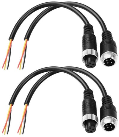 Luchtvaart Verlengkabel - 4 Pin Connector - Camera Systeem - Stabiele Signaaloverdracht - 0.2 Meter - Zwart