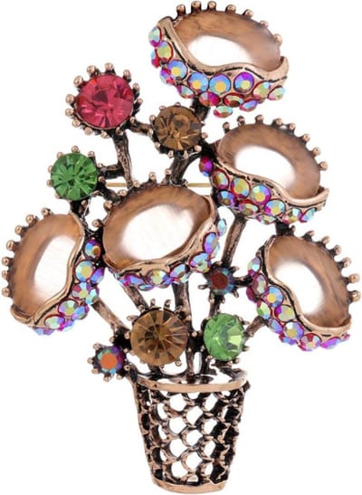 Gras Broche - Bloemen Pin - Kleding Decoratie - Zinklegering Materiaal - 100 g - Meerkleurig
