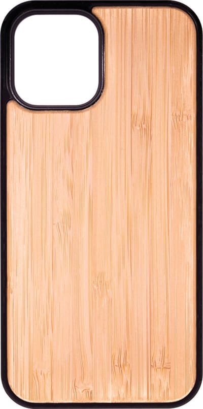 Houten Telefoonhoes Geschikt Voor Iphone 12 PRO MAX - Houten Telefoonhoes - Houten Case - Bamboo Hout - Zwart - Beschermende Bumper