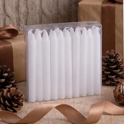 Boomkaarsen Set - Kerstkaarsen Piramidekaarsen - Feestelijke Sfeer Creëren - Lange Brandduur - Ø 11 x 105 mm - Wit